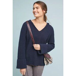 By Anthropologie Women's Stitched Cotton Cuffed Sweater Hoodie Size S‎